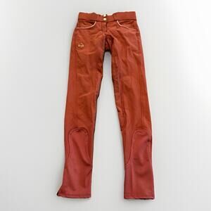 Halter Ego Women Red Brown Equestrian Breeches Grip Riding Stretch Pants Size 24